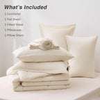 Love's cabin Twin Comforter Set Beige, 5 Pieces Twin Bed in a Bag, All Season Bedding Sets with 1 Comforter, 1 Flat Sheet, 1 Fitted Sheet, 1 Pillowcase and 1 Pillow Sham