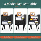 Yoobure Night Stand with Fabric Drawer, Modern Nightstand, Bedside Tables, Mid Century Nightstands with Open Storage Shelf, Wood Bedside Table, Small Night Stands for Bedrooms, 2-Tier Night Table