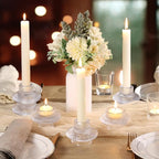 Glass Candlestick Holders -10Pcs Taper Candle Holders Clear Candle Sticks Holder Decor Ribbed Glass Votive Candle Holder for Table Centerpiece Wedding Christmas Dinner Party