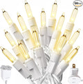 PREXTEX 100-Count Warm White Christmas Lights - 20 ft Clear StringLights on White Wire - Incandescent Xmas TreeLights for Indoor and Outdoor Decorations