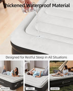 CHILLSUN 2025 Upgraded Queen Air Mattress with Built in Pump, 3 Mins Quick Self-Inflation Blow Up Mattress, 18" Luxury Flocked Top Inflatable Mattress, Airbed for Camping Guests and Home