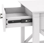 Bush Home End Table with Drawer, Nightstand with Storage, Living Room and Bedroom Furniture, Key West Collection, Pure White Oak
