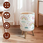 Small Trash Can with Lid Seamless Cute for Kids Children Rainbow Clouds Moon Stars Scandinavian Garbage Bin Pet Proof Waste Basket for Kitchen Bathroom Office Bedroom Decorative 1.8 Gallon