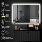 Led Mirror for Bathroom, 40x32 Inch Lighted Mirrors with 10X Magnification and Shaver Charging Port, Anti-Fog, Memory Function, 3 Color Temperature, Dimmable Led Backlit Mirror, Horizontal/Vertical