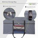 Cuddly Nest Folding Mattress Storage Bag - Heavy Duty Carry Case for Tri-Fold Guest Bed (Fits 4" Twin & Twin XL, Grey)