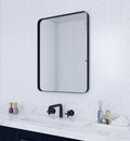 VocalStar Black Bathroom Mirror for Wall, 24 x 32 Inch Rounded Rectangle Metal Framed Bathroom Wall Vanity Mirror Farmhouse, 1/4-inch Shatterproof Glass | Ultra-Flush Hanging