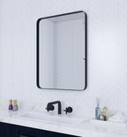 VocalStar Black Bathroom Mirror for Wall, 24 x 32 Inch Rounded Rectangle Metal Framed Bathroom Wall Vanity Mirror Farmhouse, 1/4-inch Shatterproof Glass | Ultra-Flush Hanging