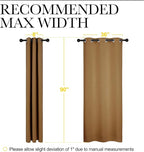 NICETOWN Sleek Blackout Curtains 90 inches Length for Windows, Noise Reducing and Block Draft Panels for Door Doorway Laundry Office Luxury Decor Theme (2 Panels, Gold Brown, W42 x L90 -Inch)