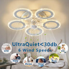 Modern Ceiling Fan with Light, 20" Personality Geometric Ceiling Fan with Lights and Remote, Ceiling Fan for Living Room Bedroom Kitchen