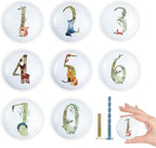 8 Pack1.5 Round Ceramics Safari Jungle Animal with Numbers Drawer Knob Nursery Kids Room Cabinet Drawers Dresser Knobs and Pulls