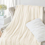 Walensee Fleece Blanket Plush Throw Fuzzy Lightweight (Twin Size 60x80 Cream) Super Soft Microfiber Flannel Blankets for Couch, Bed, Sofa Ultra Luxurious Warm and Cozy for All Seasons