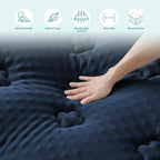 Hansleep King Mattress Topper Viscose Derived from Bamboo, Memory Foam Pillow Top Mattress Topper King with Deep Pocket, Breathable Mattress Pad for Back Pain Relief, 78" x 80", Navy Blue