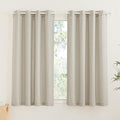 RYB HOME Semi Sheer Curtains - Linen Textured Blend Privacy Sheer Shabby Chic Window Treatment for Living Room Nursery Farmhouse Home Office Farmhouse, 52" Wide by 63" Long, Set of 2, Angora