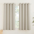 RYB HOME Semi Sheer Curtains - Linen Textured Blend Privacy Sheer Shabby Chic Window Treatment for Living Room Nursery Farmhouse Home Office Farmhouse, 52" Wide by 63" Long, Set of 2, Angora