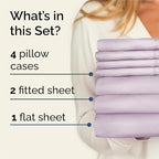 Split King 7 Piece Sheet Set - Comfy Breathable & Cooling - Soft Hotel Luxury Bedding Set w/ 8-16 Inch Deep Pockets - 1 Flat & 2 Fitted Sheet & 4 Pillowcases - Cozy and Wrinkle Free - Light Lavender