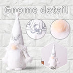 2 PC Christmas Gnomes Decoration Velvet Gnomes Swedish Tomte Handmade Scandinavian Figurine Nordic Plush Fall Winter Farmhouse Ornaments Home Decor Gift, White Silver Sequins, 10.6 Inch