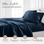 Linen Market Brushed Microfiber King Sheet Set 4 Piece – Oeko-TEX Certified Ultra Soft & Wrinkle-Free - 16" Deep Pocket Sheets - Easy Care King Size - Navy