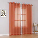 KEQIAOSUOCAI Patio Door Sheer Curtain Panels - Ceiling to Floor Extra Long Voile Drape Curtains Window Treatment for Sliding Glass Door (Burnt Orange,2 Pieces,W 54 x L 108 inches)