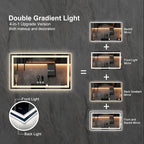 LED Vanity Mirror, 48x30 Inch Gradient Front and Backlit LED Mirror for Bathroom, 3 Colors Dimmable CRI>90 Double Lights, IP54 Enhanced Anti-Fog, Hanging Plates Wall Mount Lighted Mirror