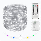 suddus 33ft 100 LED Outdoor String Lights, White Fairy Lights Battery Operated with Remote, Led Twinkle Lights for Bedroom, Backyard, Wedding, Tree, Mason Jar, Wall, Centerpiece, Christmas