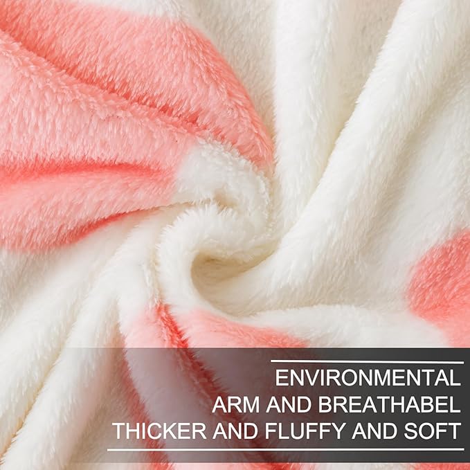 Fleece Cow Print Blanket for All Season - Premium Lightweight Anti-Static Pink and Ivory Queen/Full Size Blankets, Bedroom Decor 90" x 90"(Pink Cow)