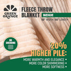 GO Premium Plush Soft Throw Blanket for Couch - Beige Fleece Blanket for Living Room, Bedroom, Home Decor - Small Couch Blanket for Men, Women (50x60 Inches)