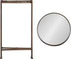 Kate and Laurel Celia Round Metal Foldable Accent Table with Mirror Tray Top, Bronze
