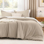 Litanika Khaki Comforter Set Full Size, 3 Pieces Solid Bedding Comforter Set, All Season Down Alternative Bed Set (79x90In Comforter & 2 Pillowcases)