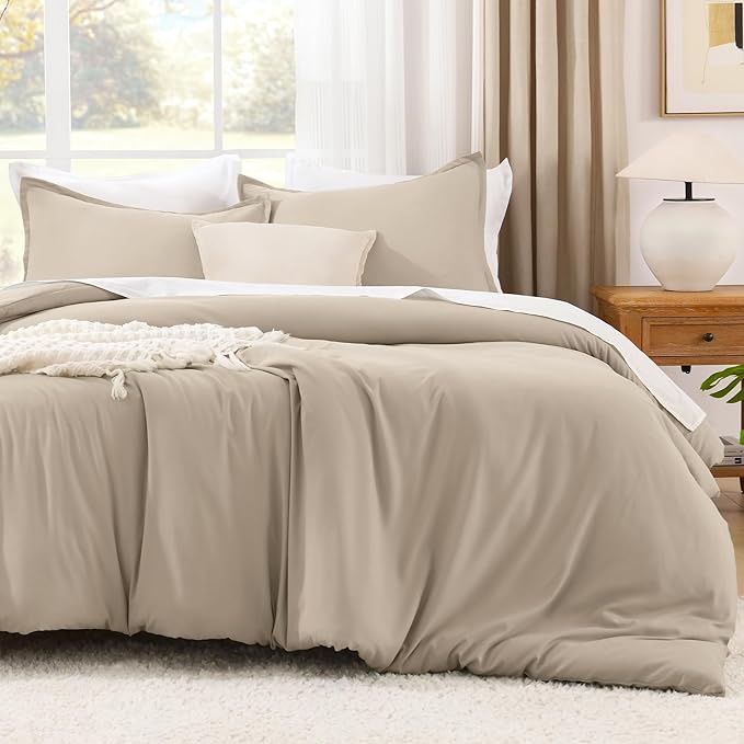 Litanika Khaki California King Comforter Set - 3 Pieces Cal King Lightweight Soft Solid Bed Comforter, Oversized All Season Down Alternative Bed Set (104x96In, 2 Pillowcases)