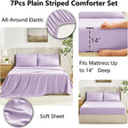 CozyLux King Size Comforter Set Lavender, 7 Pieces Bed in a Bag, Light Purple Comforter King Size, All Season Bedding Sets with Stitch Quilted Comforter, Flat Sheet, Fitted Sheet, Pillowcases