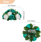 NUPTIO Flower Wedding Centrepieces for Tables - 2 Pcs 9.5in Diameter Teal & White Artificial Flowers Rose Ball for Centerpieces Table - Fake Rose Arrangements for Weddings Birthday Party Decorations
