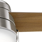 Hunter 36 inch Small Indoor Ceiling Fan with LED Light and Pull Chain - Modern Ceiling Fan, Standard Mount, 3 Blades, For Bedroom, Home Office, or Laundry Room, Quiet - Aker 59303, Brushed Nickel