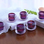 Woho Ribbed Votive Candle Holders Set of 6 for Wedding Decor, Vintage Tealight Candle Holder for Halloween/Thanksgiving, Glass Tea Lights Candle Holder for Dinner Table (Purple, 2.1" H X 2.75" D)