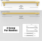 10 Pack Brushed Gold Knurled Cabinet Pulls 10 Inch(254mm) Kitchen Cabinet Handles Solid Zinc Alloy Cabinet Hardware Drawer Pulls