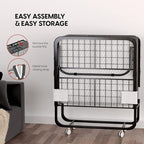 EconoHome Folding Bed with Mattress - 75x38 Twin Size Frame - Portable Rollaway Guest Bed with 5-inch Memory Foam Mattress - Space-Saving Foldable Design for Easy Storage