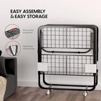EconoHome Folding Bed with Mattress - 75x31 Cot Size Frame - Portable Rollaway Guest Bed with 5-inch Memory Foam Mattress - Space-Saving Foldable Design for Easy Storage (31 Inch)