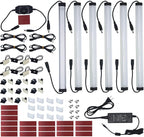 Under Cabinet LED Lighting Kit Plug in or Hardwired, 6 pcs 12 Inches Light Strips, 2000 Lumen, Super Bright, for Kitchen Counter, Closet, Shelf Lights, 31W, Warm White (6 Bars)