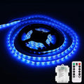 LED Strip Lights Battery Operated, 9.8ft 90 LED Strip Lights with Remote Controller Timer Dimmable, Waterproof Flexible Lights Strip for Indoor Outdoor TV Table Bedroom Boat Kitchen (Blue)