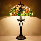 Tiffany Table Lamp Butterfly Flower Stained Glass Desk Lamp 16X16X24 Inches Reading Light