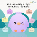 Lumipets Clara The Chick Squishy Silicone Night Light for Kids | Cute Night Light with Remote & Touch Control for Baby & Toddler Bedrooms | Color Changing Portable Animal Nightlight | Soft Mood Lamp