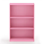Furinno JAYA Book Shelf, 3-Tier Bookshelf, Bookcase with Adjustable Shelves, 9.5 x 24.5 x 40.3, for Living Room, Bedroom, Home Office, Pink