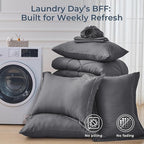 HEVUMYI Oversized Queen Comforter Set Dark Grey - 7-Piece All Season Bed in a Bag Oversized Queen, Soft Bedding Set with Comforter, Flat Sheet, Deep Pocket Fitted Sheet, Pillowcases, Pillow Shams