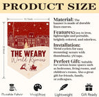 Christmas Wall Hanging Banner, "The Weary World Rejoices" Canvas Wall Art, Festive Town & Santa Sleigh Print Hanging Decor for Home, Living Room, Bedroom Holiday Decoration, 15.7 x 21.6 In