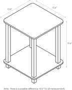 Furinno SIMPLISTIC Side Table Set of 2, 2-Tier End Table, Nightstand, Night Stand, Bedside Table, Easy Assembly, for Living Room, Bedroom, Dark Walnut