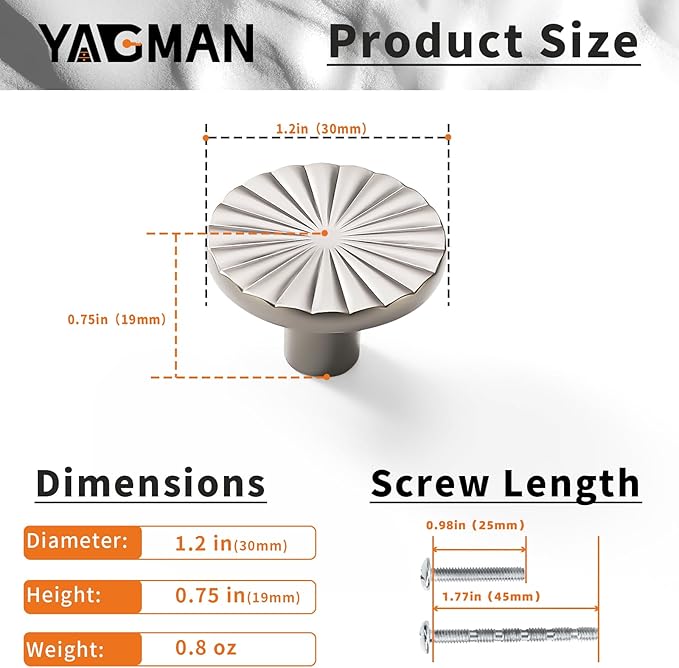 2 Pack Kitchen Cabinet Knobs Round Sunflower Dresser Knob Modern Drawer Hardware Cupboard Handles Furniture Knob for Bathroom Single Hole Knobs for Wardrobe Nickel TYH-BN-K2