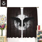 Cool Raven Print Curtains for Bedroom - Vintage Nordic Viking Theme Dead Tree Crow Full Moon Window Treatment,Energy Saving Thermal Insulated Rod Pocket Bedroom Blackout Curtains 2 Panels 72L x 31.5W
