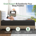 King Mattress, 14 Inch Hybrid Mattresses Black Euro Top Medium Firm for Back & Lumbar Support, 100 Night Trial, Individual Pocket Spring Bed for Motion Isolation & Pressure Relief