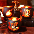 WDHODEC Halloween Candle Holders 6 Pieces Black Glass Votive Candle Holder for Halloween Wedding, Party, Table Centerpiece Décor Halloween Decorations Indoor and Outdoor