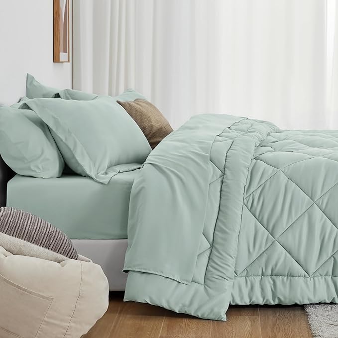 Love's cabin Twin XL Comforter Set Aqua, 5 Pieces Twin XL Bed in a Bag, All Season Bedding Sets with 1 Comforter, 1 Flat Sheet, 1 Fitted Sheet, 1 Pillowcase and 1 Pillow Sham