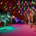 Kwaiffeo Multicolor Icicle Lights Outdoor, Waterproof 16-Tube Meteor Shower Lights for Christmas New Year Party Outside Decor, Equivalent to 2 Sets of 8-Tubes